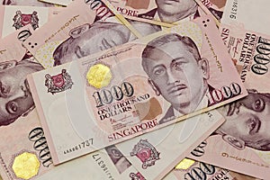 Singapore One Thousand Dollars Currency Notes Background