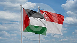 Singapore and Palestine two flags