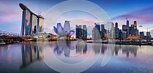 Singapore panorama skyline at night, Marina bay