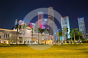 Singapore Parliament building at night