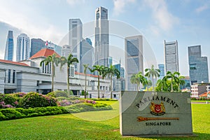 Singapore Parliament and city slyline