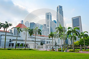 Singapore parliament and modern cityscape