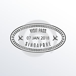 Singapore passport stamp. Airport visa stamp or immigration sign. Custom control cachet. Vector illustration.