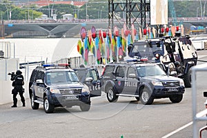 Singapore Police Force Special Tactics & Rescue (STAR) unit demonstrating during National Day Parade (NDP) Rehearsal 2013