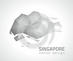 Singapore polygonal grey and silver vector mosaic map