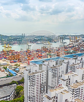 Singapore port, cranes and containers