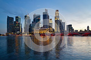 Singapore River Waterfront Skyline at Sunset