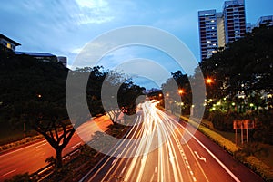 Singapore road at evening