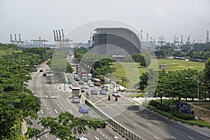 View of Sheares Ave from Dragonfly Bridge