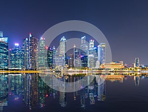 Singapore Skyline cityscape view twilight sky and beautiful night view for marina bay