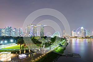 Singapore Skyline cityscape view twilight sky and beautiful night view for marina bay