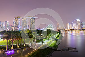 Singapore Skyline cityscape view twilight sky and beautiful night view for marina bay