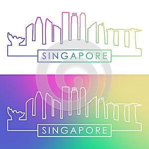 Singapore skyline. Colorful linear style.