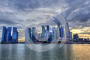 Singapore Skyline at Marina Bay During Sunset