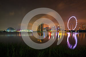 Singapore skyline panorama at night in Singapore city