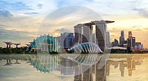 Singapore skyline at sunset