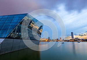 Singapore Skyline and view of Marina Bay at Dusk