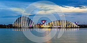 Singapore Skyline and view of Marina Bay at Dusk