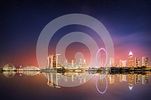 Singapore Skyline and view of Marina Bay