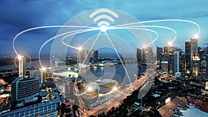 Singapore smart city and wifi communication network, smart city