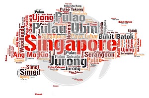 Singapore top travel destinations word cloud photo