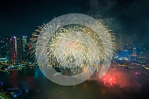 Singapore 50 years National Day dress rehearsal Marina bay fireworks