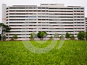SINGAPORE â€“ 3 MAY 2019 â€“ An old block of government built public housing flats HDB flats in Singapore