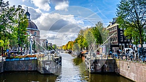 The Singelgracht canal in Amsterdam in Holland