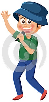 Singer boy cartoon character