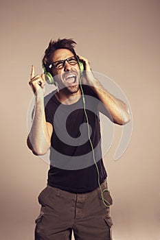 Singer boy with headphones