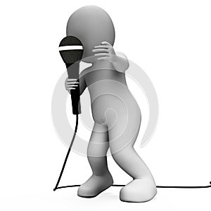 Singer Character With Mic Shows Singing Songs Or Talent Concert