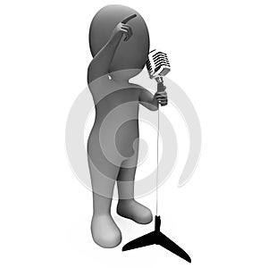 Singer Character Shows Music Microphone Karaoke Concert