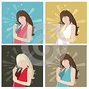 Singer girl and flat design style