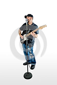 Singer Guitarist Isolated on White looking right