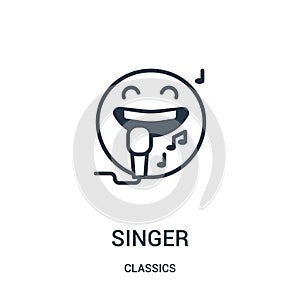 singer icon vector from classics collection. Thin line singer outline icon vector illustration. Linear symbol