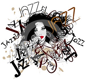 Singer on a jazz background