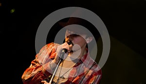 Singer with a microphone