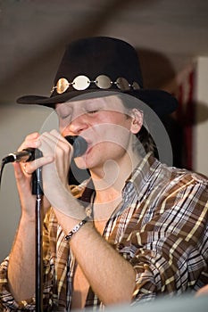 Singer with a microphone