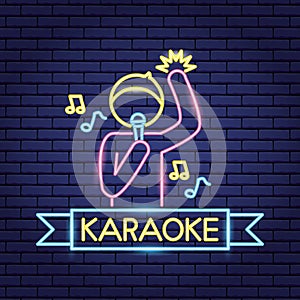 Singer microphone karaoke neon