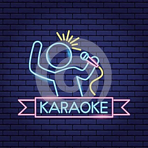 Singer microphone karaoke neon