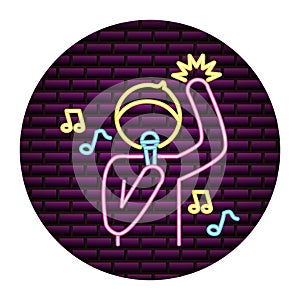 Singer microphone karaoke neon