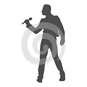Singer with a microphone. Vector silhouette for creative and thematic design