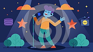 A singer sharing their preshow routine and how they mentally prepare for challenging songs.. Vector illustration.