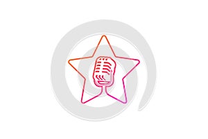 Singer star logo template. Microphone silhouette inside star. Icon for leading, song contest, event, karaoke, podcast