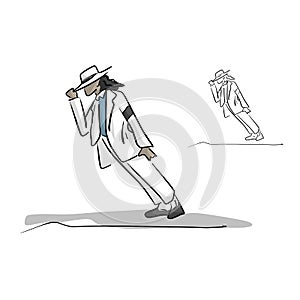 Singer in white suit dancing vector illustration sketch doodle h