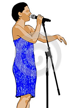 Singer women whit microphon