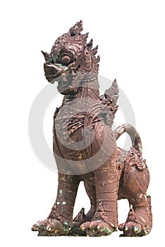 Singha statue in white isolate