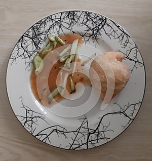 Singhara a traditional food. Singara with pickle.