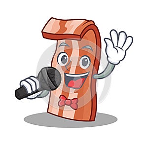 Singing bacon mascot cartoon style