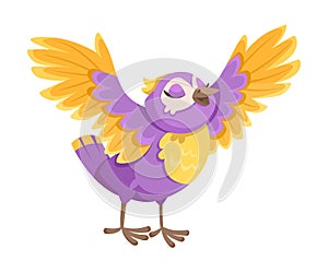 Singing Bird with Beak Enjoy Spring Vector Illustration